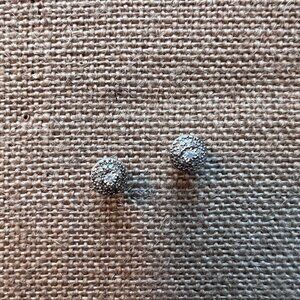 Small stud silver tone diamond earrings